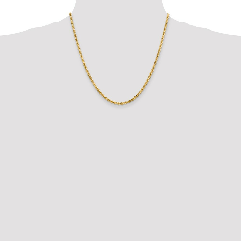 14K Yellow Gold 3.35mm Diamond-cut Quadruple Rope Chain Necklace  Length 20'' inches