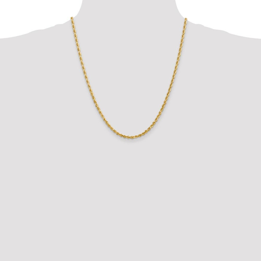 14K Yellow Gold 3.35mm Diamond-cut Quadruple Rope Chain Necklace  Length 22'' inches