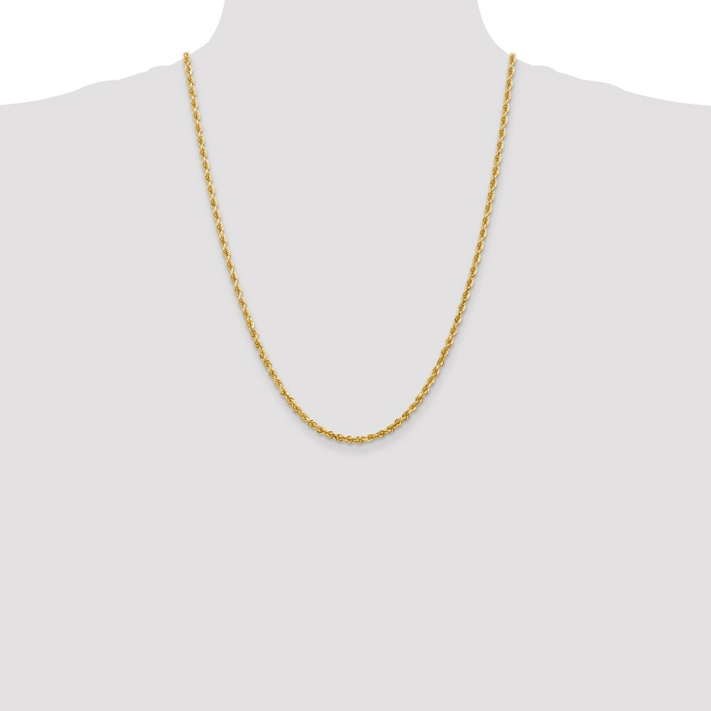 14K Yellow Gold 3.35mm Diamond-cut Quadruple Rope Chain Necklace  Length 24'' inches