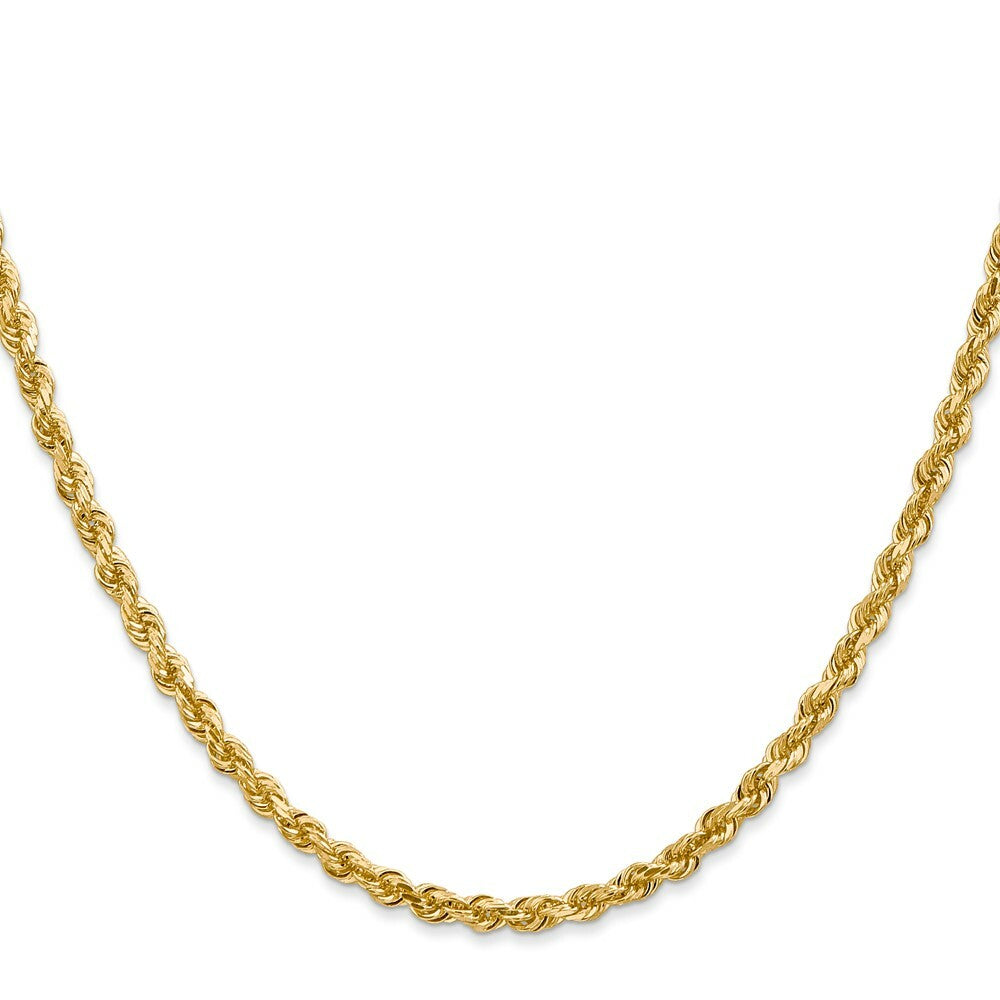 14K Yellow Gold 3.35mm Diamond-cut Quadruple Rope Chain Necklace  Length 22'' inches