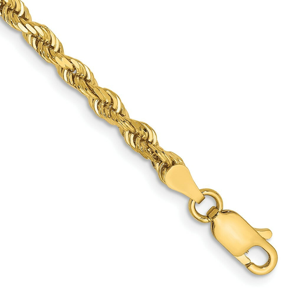 14K Yellow Gold 3.35mm Diamond-cut Quadruple Rope Chain Bracelet  Length 8'' inches