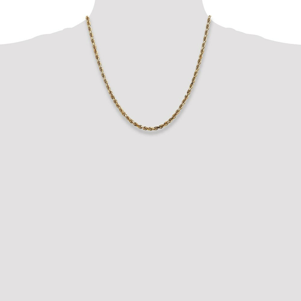 14K Yellow Gold 4mm Diamond-cut Quadruple Rope Chain Necklace  Length 20'' inches