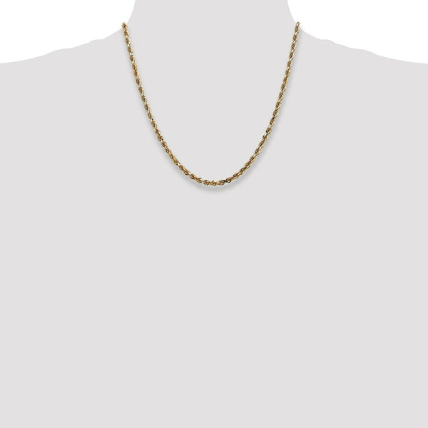 14K Yellow Gold 4mm Diamond-cut Quadruple Rope Chain Necklace  Length 20'' inches