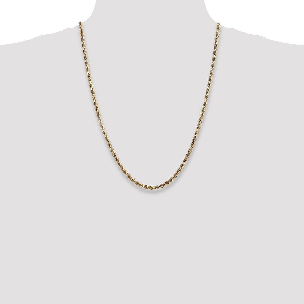14K Yellow Gold 4mm Diamond-cut Quadruple Rope Chain Necklace  Length 24'' inches