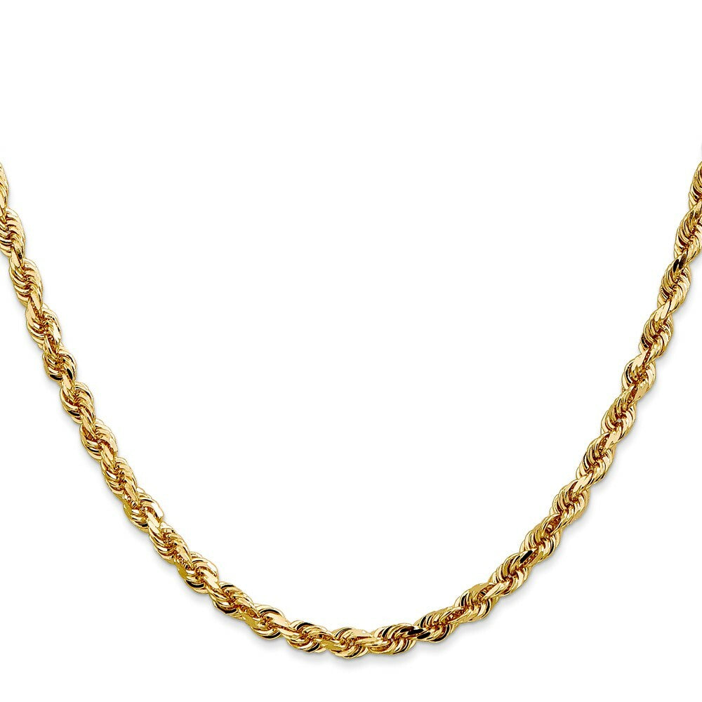 14K Yellow Gold 4mm Diamond-cut Quadruple Rope Chain Necklace  Length 30'' inches