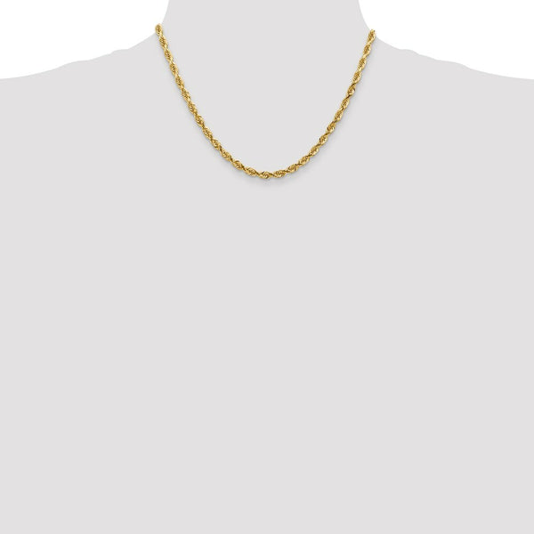 14K Yellow Gold 4.5mm Diamond-cut Quadruple Rope Chain Necklace  Length 18'' inches