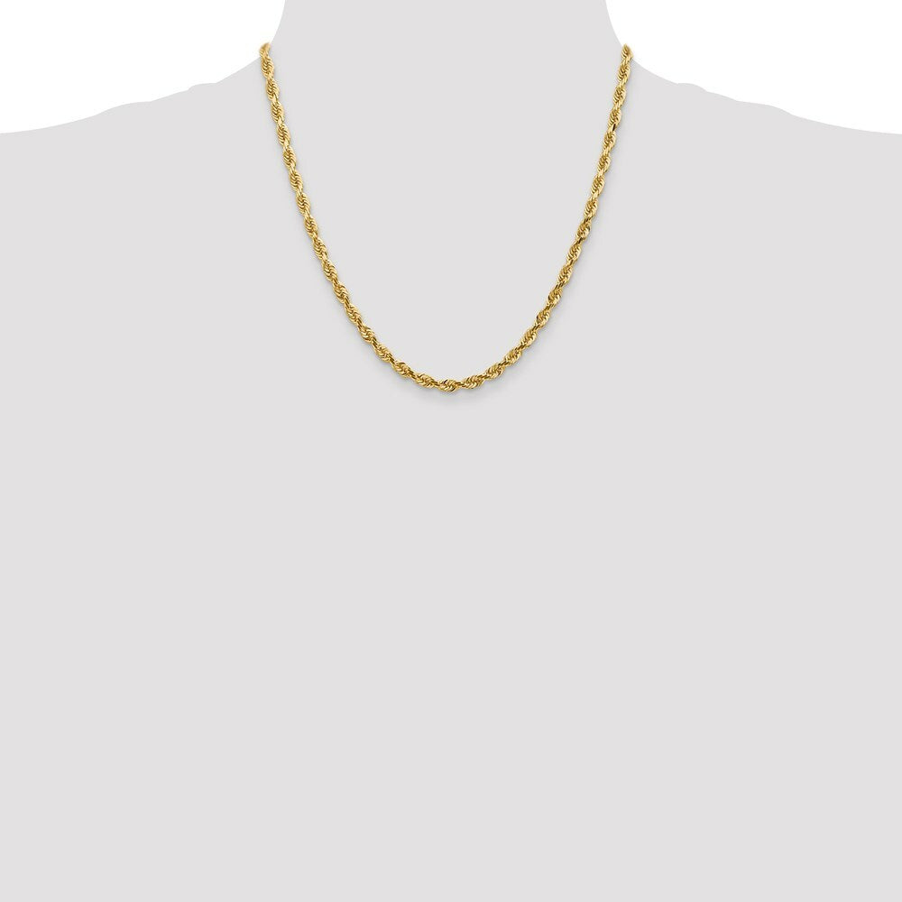 14K Yellow Gold 4.5mm Diamond-cut Quadruple Rope Chain Necklace  Length 20'' inches