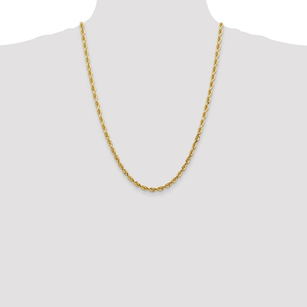 14K Yellow Gold 4.5mm Diamond-cut Quadruple Rope Chain Necklace  Length 24'' inches