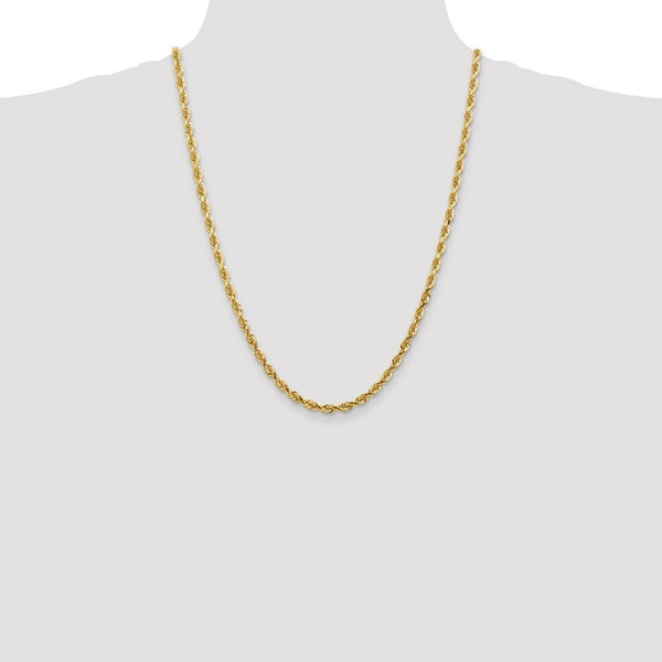 14K Yellow Gold 4.5mm Diamond-cut Quadruple Rope Chain Necklace  Length 24'' inches