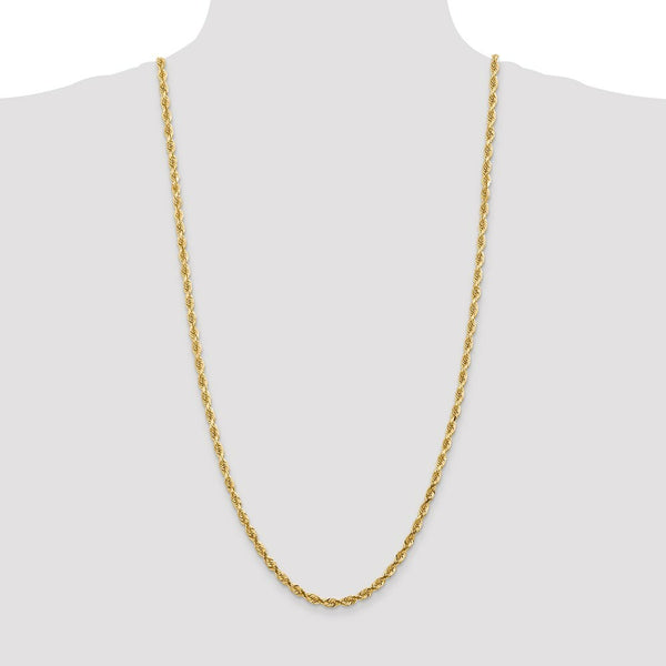 14K Yellow Gold 4.5mm Diamond-cut Quadruple Rope Chain Necklace  Length 30'' inches