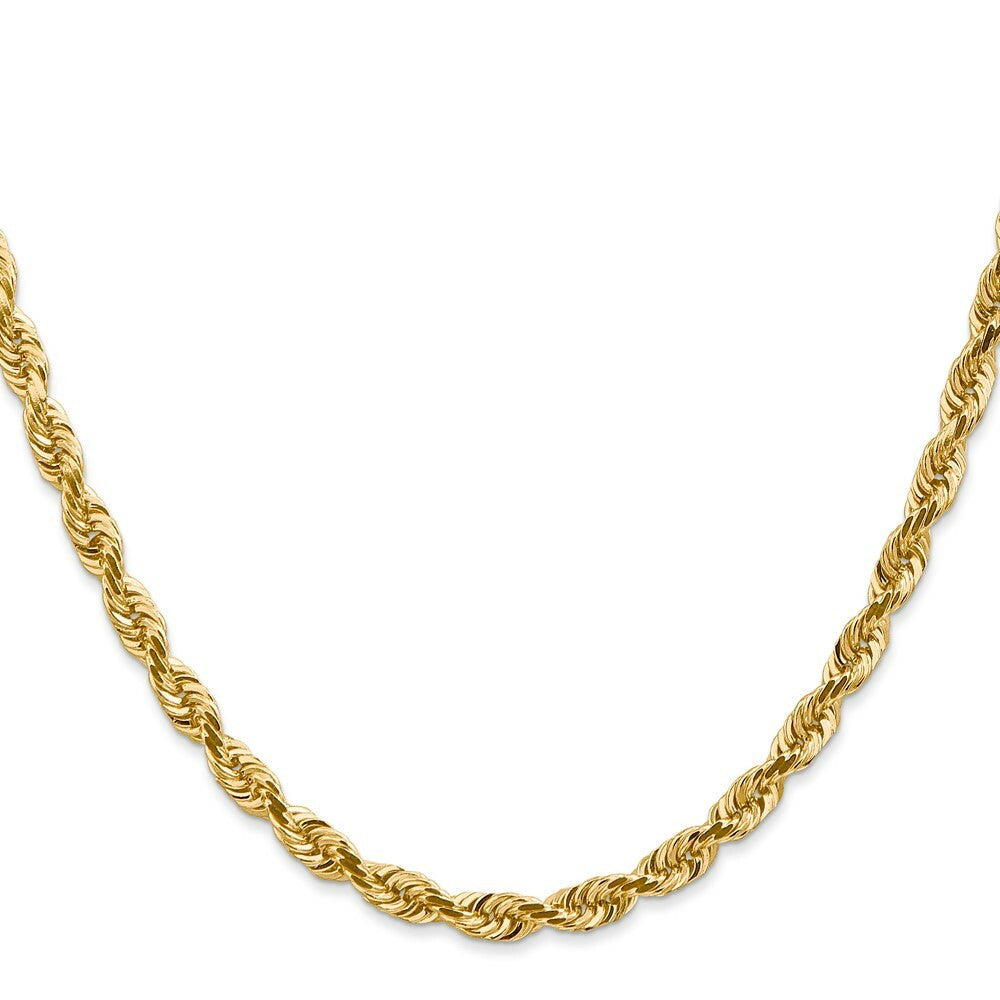 14K Yellow Gold 4.5mm Diamond-cut Quadruple Rope Chain Necklace  Length 24'' inches