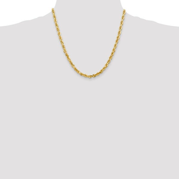 14K Yellow Gold 5mm Diamond-cut Quadruple Rope Chain Necklace  Length 20'' inches