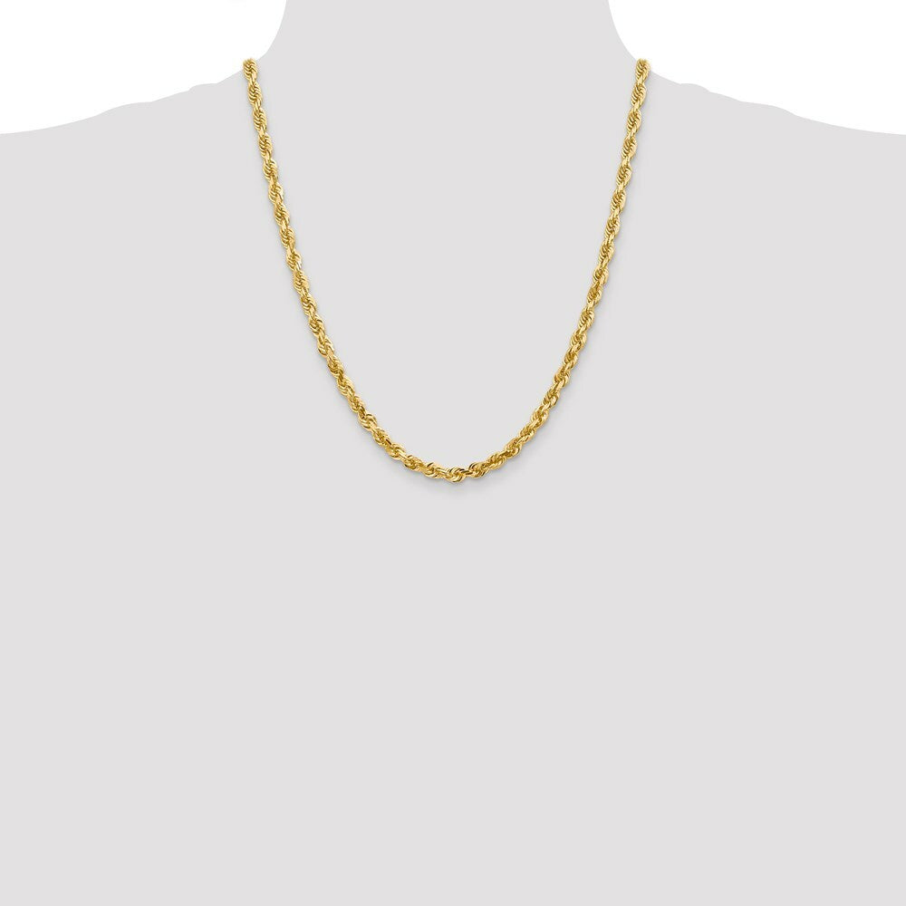 14K Yellow Gold 5mm Diamond-cut Quadruple Rope Chain Necklace  Length 22'' inches
