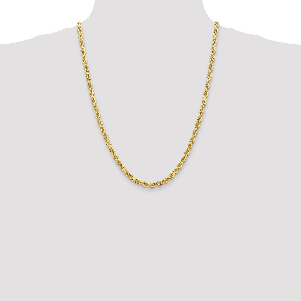 14K Yellow Gold 5mm Diamond-cut Quadruple Rope Chain Necklace  Length 24'' inches