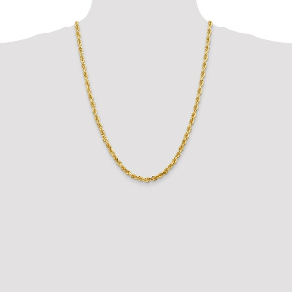 14K Yellow Gold 5mm Diamond-cut Quadruple Rope Chain Necklace  Length 24'' inches