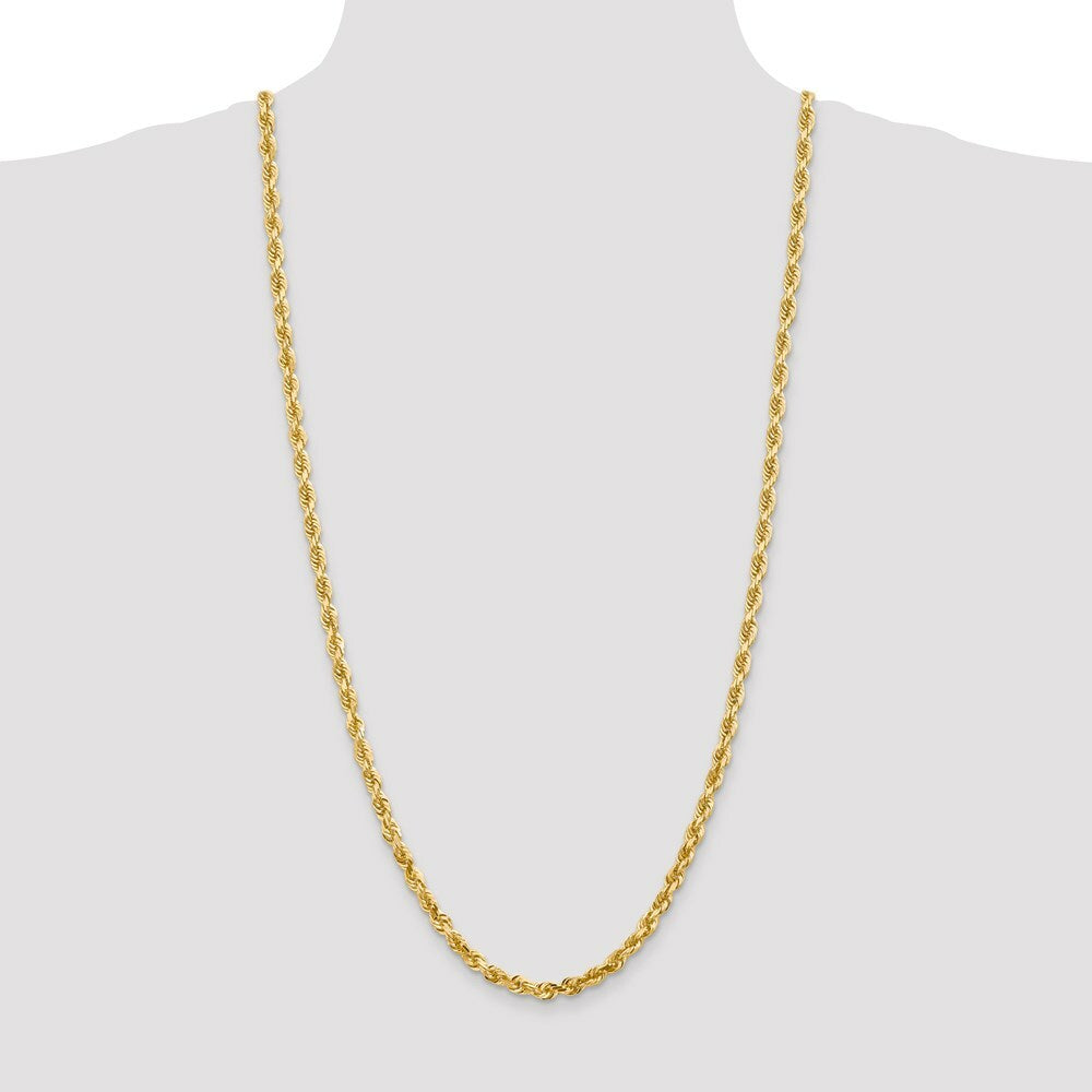 14K Yellow Gold 5mm Diamond-cut Quadruple Rope Chain Necklace  Length 30'' inches
