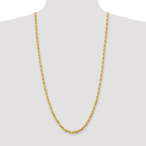 14K Yellow Gold 5mm Diamond-cut Quadruple Rope Chain Necklace  Length 30'' inches