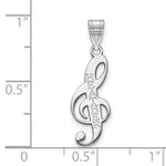 Load image into Gallery viewer, Custom Made Music Treble Clef with Personalized Name Small Pendant in Solid 10K White Gold
