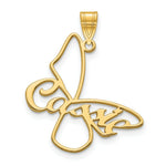 Load image into Gallery viewer, Roy Rose Jewelry Personalized Custom Made Outline Butterfly with Cursive Name on Wing Small Pendant in Solid 10K Yellow Gold with Option of Your Choice of 16" or 18" Chain Necklace
