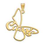 Load image into Gallery viewer, Roy Rose Jewelry Personalized Custom Made Outline Butterfly with Cursive Name on Wing Large Pendant in Solid 10K Yellow Gold with Option of Your Choice of 16" or 18" Chain Necklace
