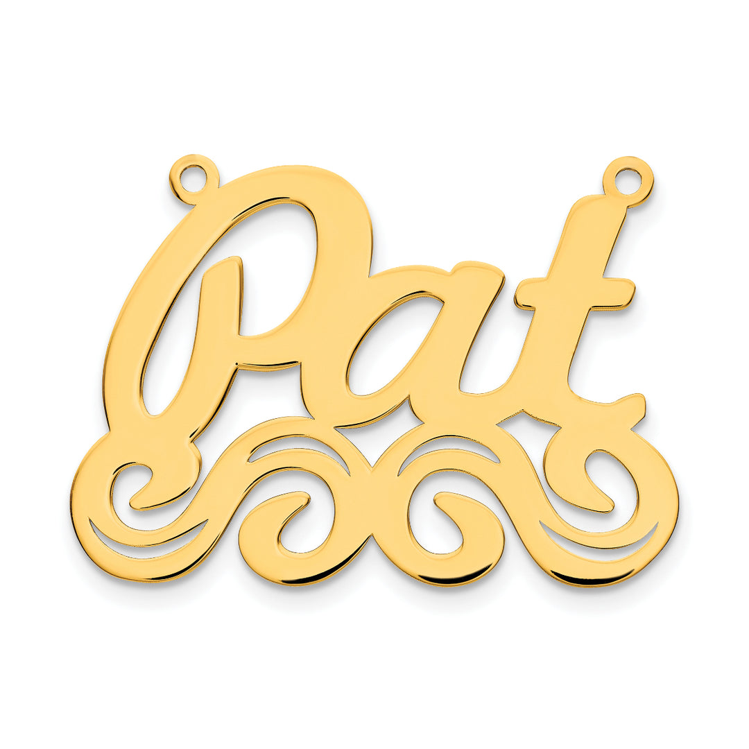 Roy Rose Jewelry Custom Made Personalized Name Necklace Pendant Cursive Bottom Flourish, size 1.9" inches, in 10K Yellow Gold in Length Choice of 16", 18", or 20"