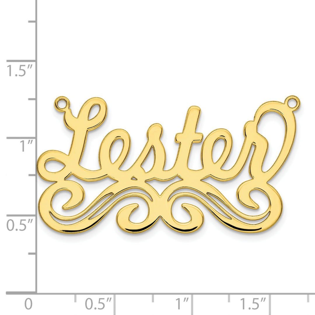 Roy Rose Jewelry Custom Made Personalized Name Necklace Pendant Cursive Bottom Flourish, size 1.9" inches, in 10K Yellow Gold in Length Choice of 16", 18", or 20"
