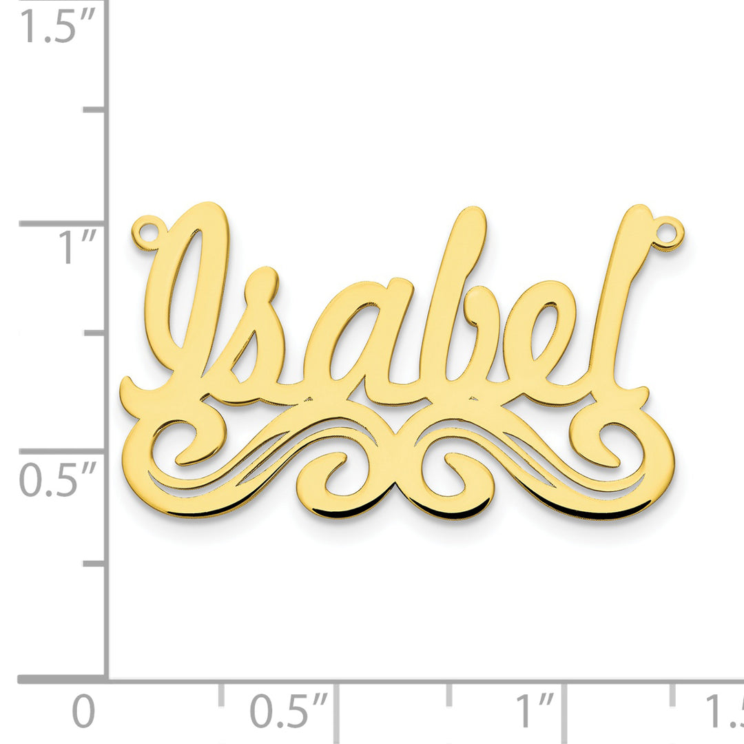 Roy Rose Jewelry Custom Made Personalized Name Necklace Pendant Cursive Bottom Flourish, size 1.4" inches, in 10K Yellow Gold in Length Choice of 16", 18", or 20"