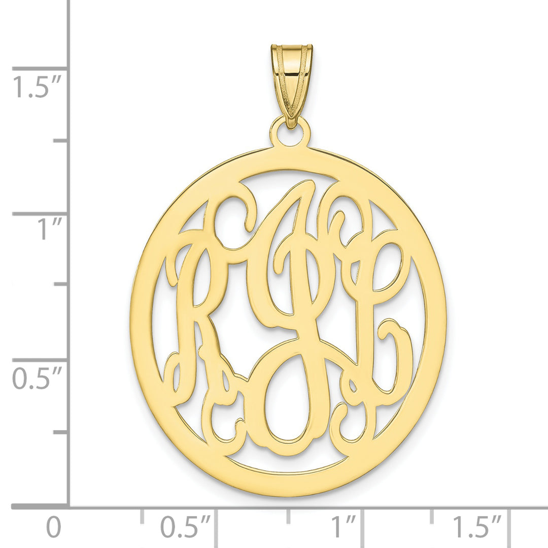 Roy Rose Jewelry 10K Yellow Gold Custom Personalized Script Letters Oval Monogram 1 1/4" Size Pendant