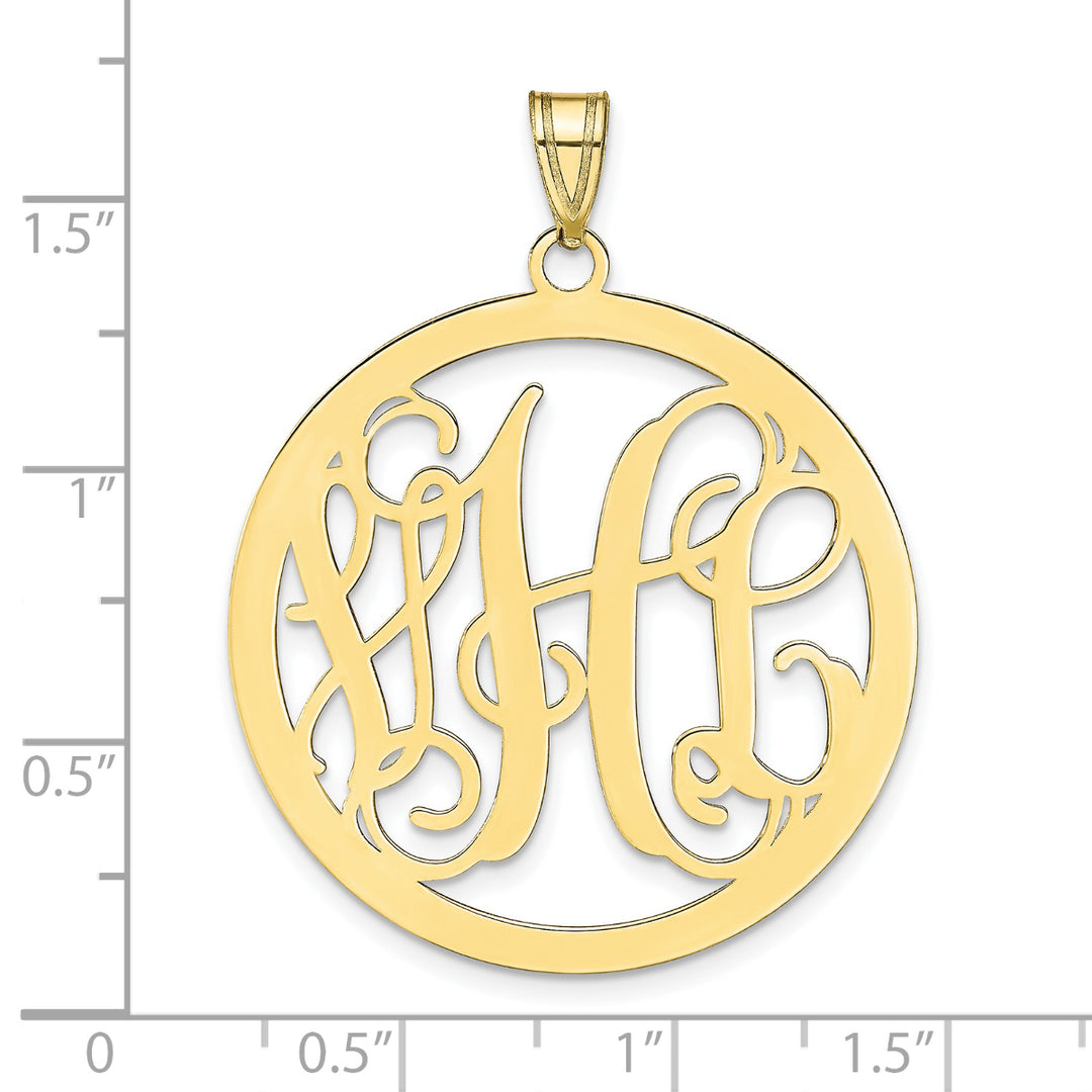 Roy Rose Jewelry 10K Yellow Gold Custom Personalized Script Letters Round Monogram 1 1/4" Size Pendant