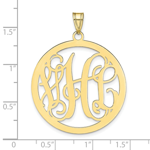Roy Rose Jewelry 10K Yellow Gold Custom Personalized Script Letters Round Monogram 1 1/4