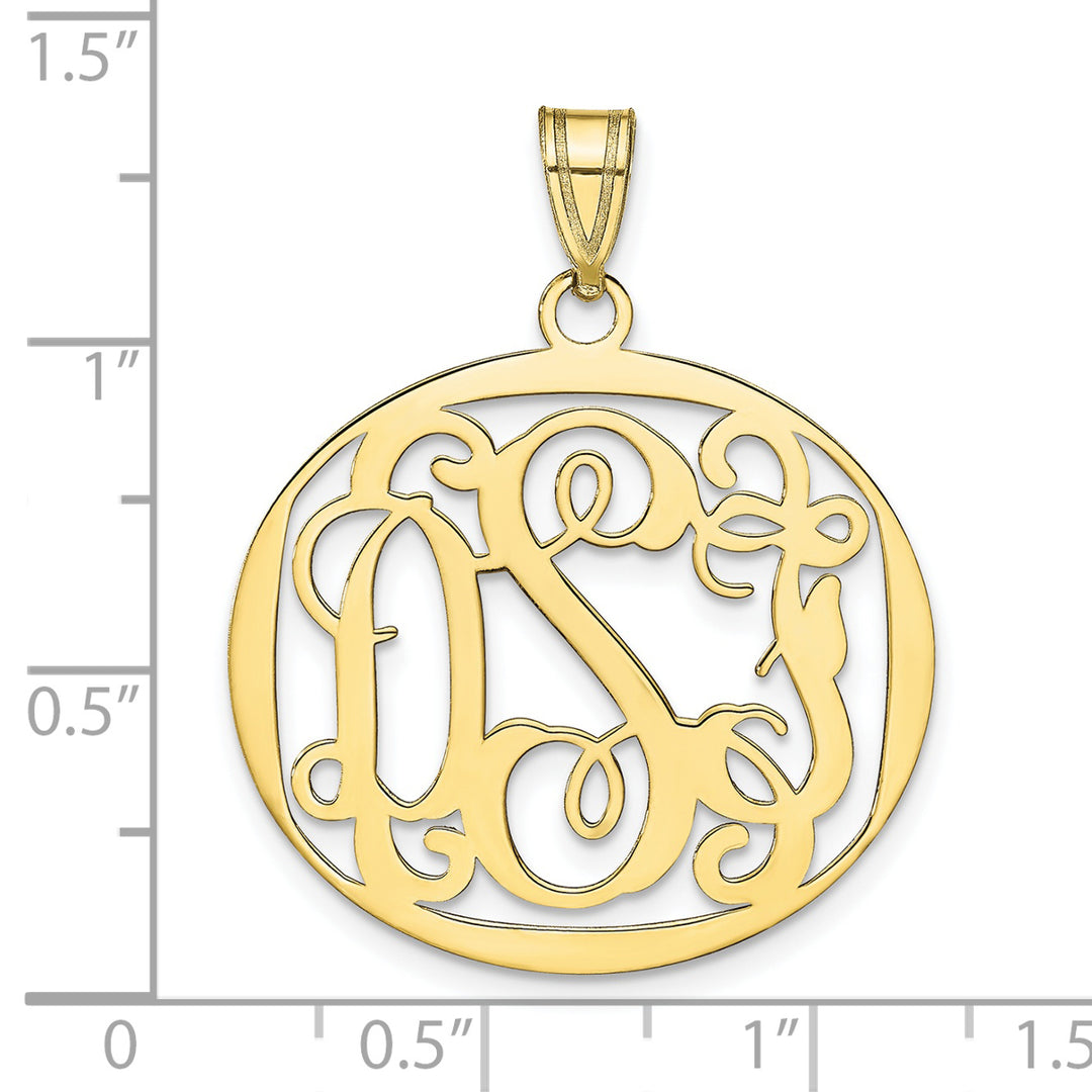 Roy Rose Jewelry 10K Yellow Gold Custom Personalized Script Letters Round Monogram 1" inch Diameter Size Pendant
