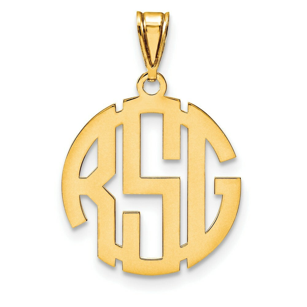 Roy Rose Jewelry 10K Yellow Gold Custom Personalized Circle Cut-out Block Letters Round Shape Monogram 1" Size Pendant