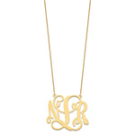 Load image into Gallery viewer, 10K Yellow Gold Custom Personalized Outlined Monogram Necklace with 1 5/8" inch Wide Pendant 18" Chain
