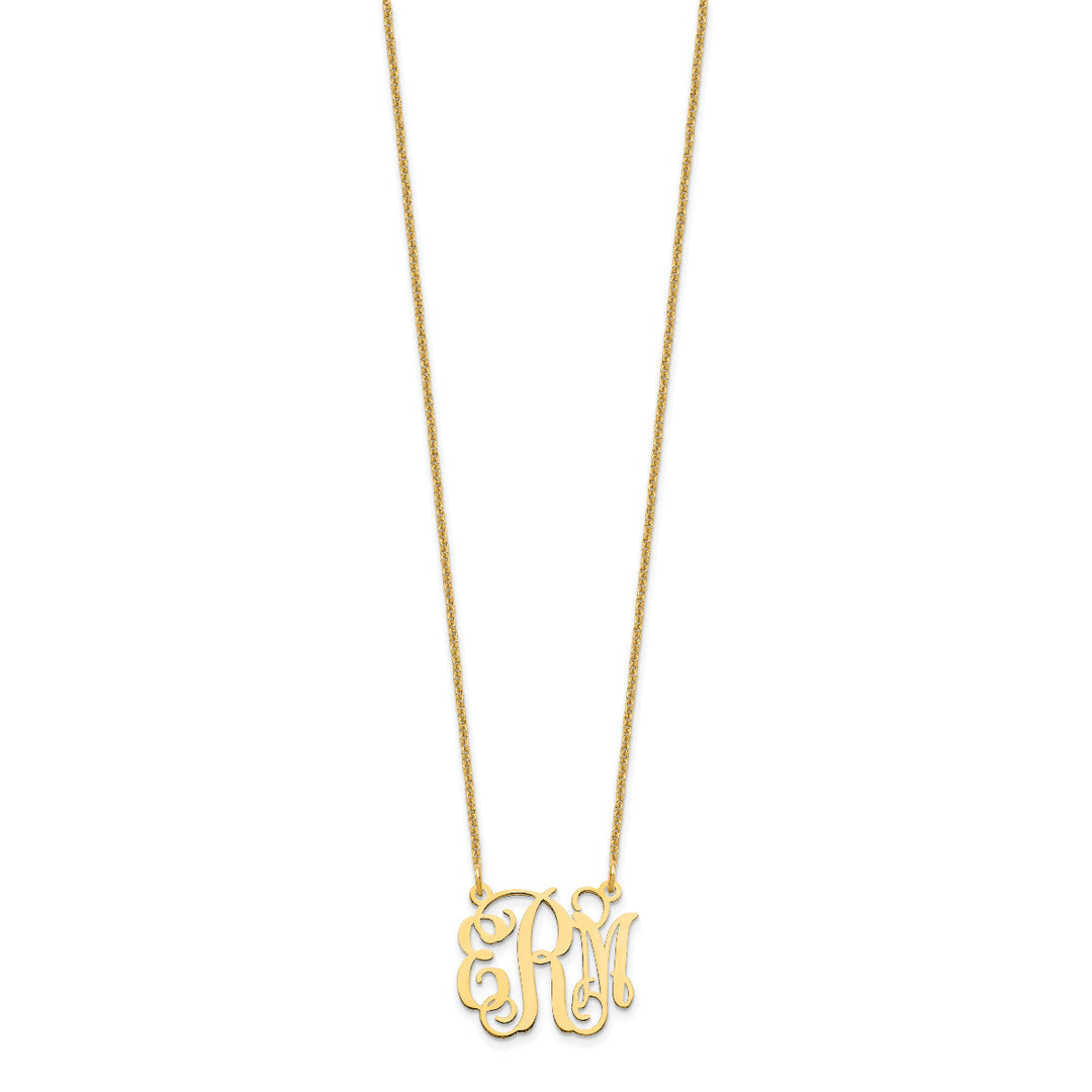 Roy Rose Jewelry 10K Yellow Gold Custom Personalized Monogram Necklace with 3/4" inch Wide Pendant 18" Chain