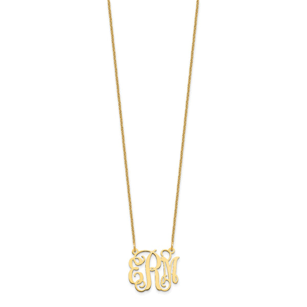 Roy Rose Jewelry 10K Yellow Gold Custom Personalized Monogram Necklace with 3/4