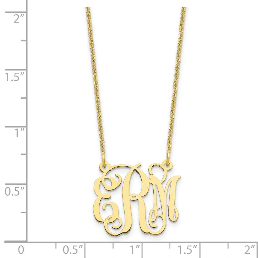 Roy Rose Jewelry 10K Yellow Gold Custom Personalized Monogram Necklace with 3/4" inch Wide Pendant 18" Chain