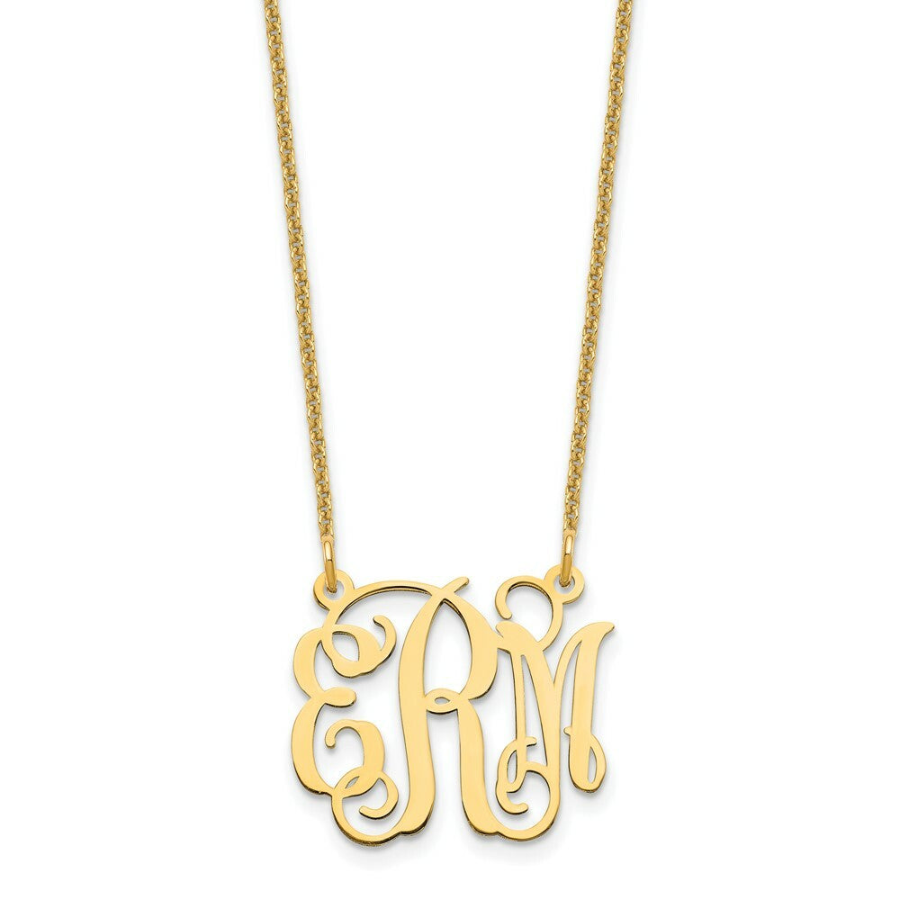 Roy Rose Jewelry 10K Yellow Gold Custom Personalized Monogram Necklace with 3/4" inch Wide Pendant 18" Chain