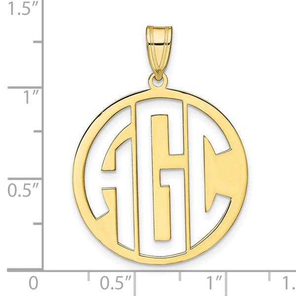 Roy Rose Jewelry 10K Yellow Gold Custom Personalized Circle Cut-out Block Letters Round Shape Monogram 1