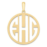 Load image into Gallery viewer, Roy Rose Jewelry 10K Yellow Gold Custom Personalized Circle Cut-out Block Letters Round Shape Monogram 1" Size Pendant
