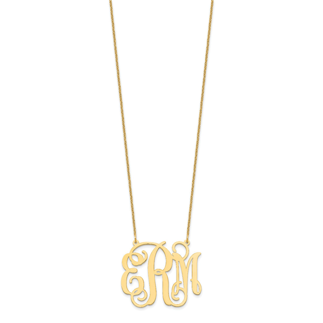 Roy Rose Jewelry 10K Yellow Gold Custom Personalized Monogram Necklace with 1 3/8" inch Wide Pendant 18" Chain