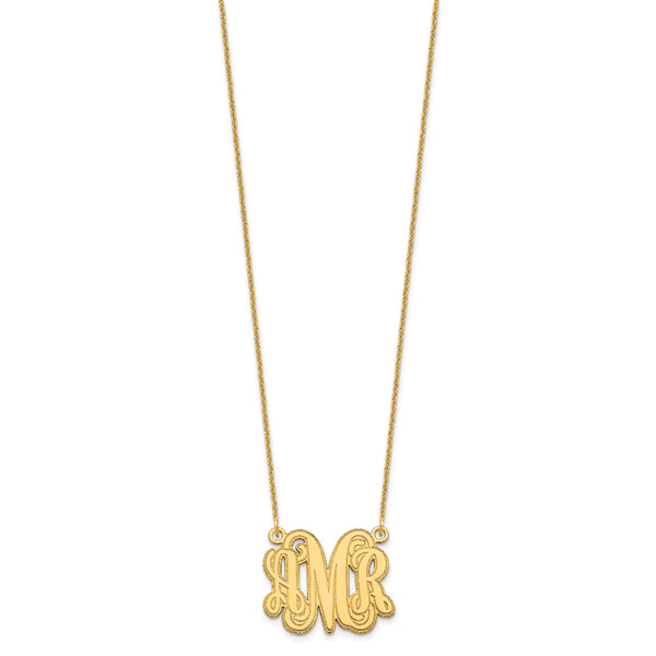 Roy Rose Jewelry 10K Yellow Gold Custom Personalized Outlined Monogram Necklace with 3/4