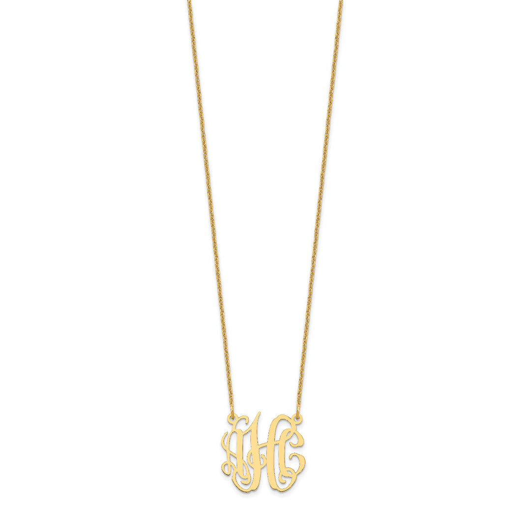 Roy Rose Jewelry 10K Yellow Gold Custom Personalized Monogram Necklace with Small 3/4" inch Wide Pendant 18" Chain from