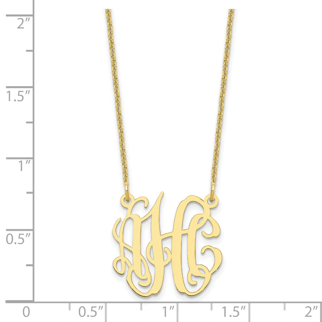 Roy Rose Jewelry 10K Yellow Gold Custom Personalized Monogram Necklace with Small 3/4" inch Wide Pendant 18" Chain from