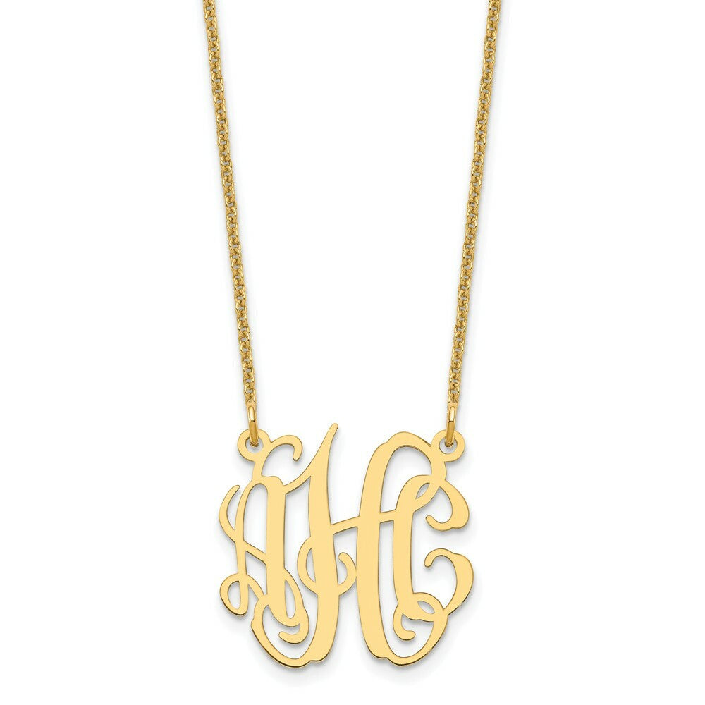 Roy Rose Jewelry 10K Yellow Gold Custom Personalized Monogram Necklace with Small 3/4" inch Wide Pendant 18" Chain from