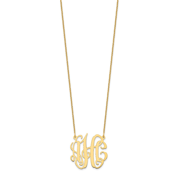 10K Yellow Gold Custom Personalized Monogram Necklace with Small 1