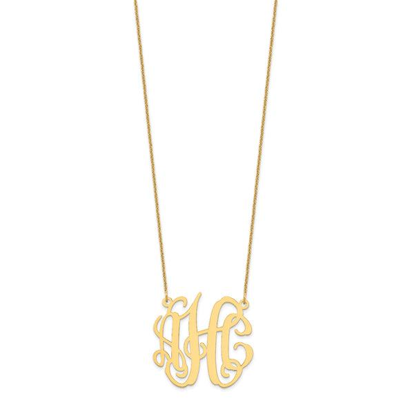 Roy Rose Jewelry 10K Yellow Gold Custom Personalized Monogram Necklace with Small 1 1/5