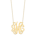 Load image into Gallery viewer, 10K Yellow Gold Custom Personalized Monogram Necklace with Large 2" inches Wide Pendant 18" Chain
