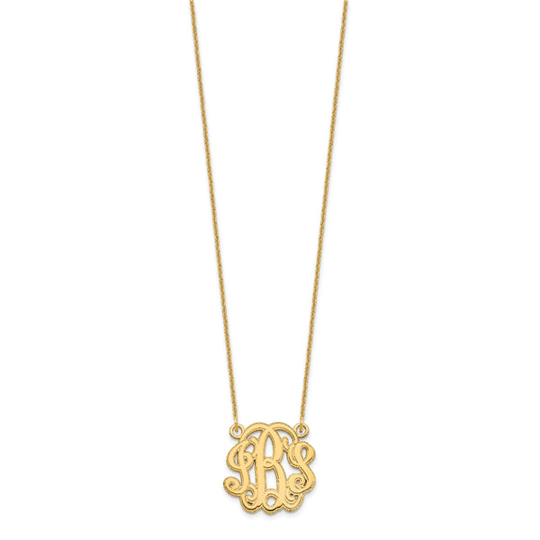 10K Yellow Gold Custom Personalized Script Style Monogram Necklace 3/4