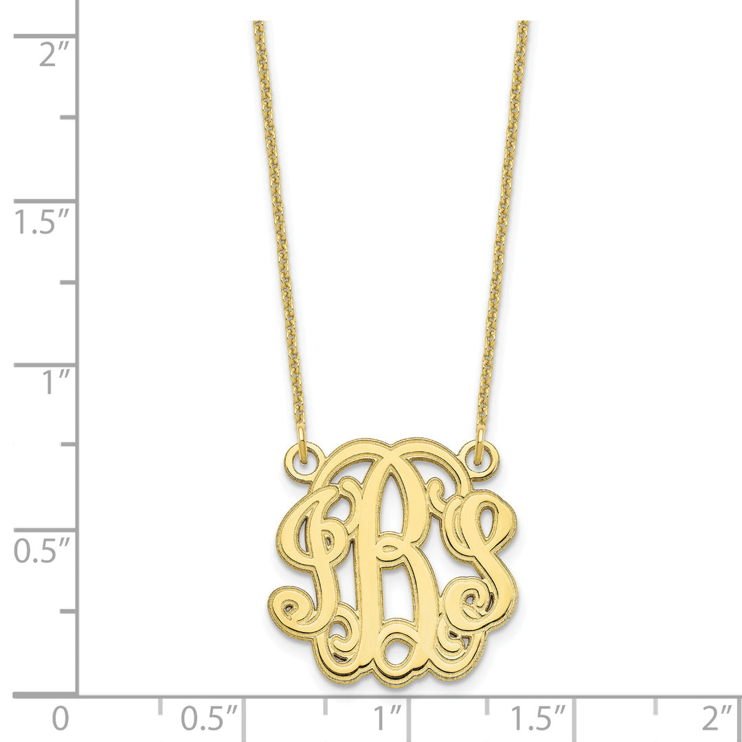 10K Yellow Gold Custom Personalized Script Style Monogram Necklace 3/4" inch Size Pendant 18" Chain