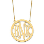 Load image into Gallery viewer, 10K Yellow Gold Custom Personalized Script Monogram in Round Circle Necklace 1 1/4" inch Size Pendant 18" Chain
